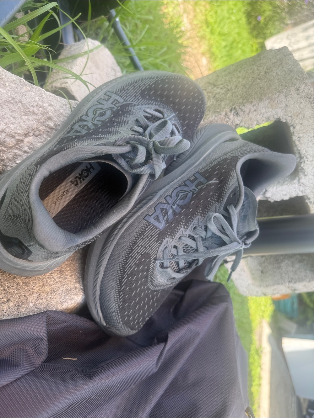 Hoka One One Women's Charcoal Gray Lace-Up Running Sneakers